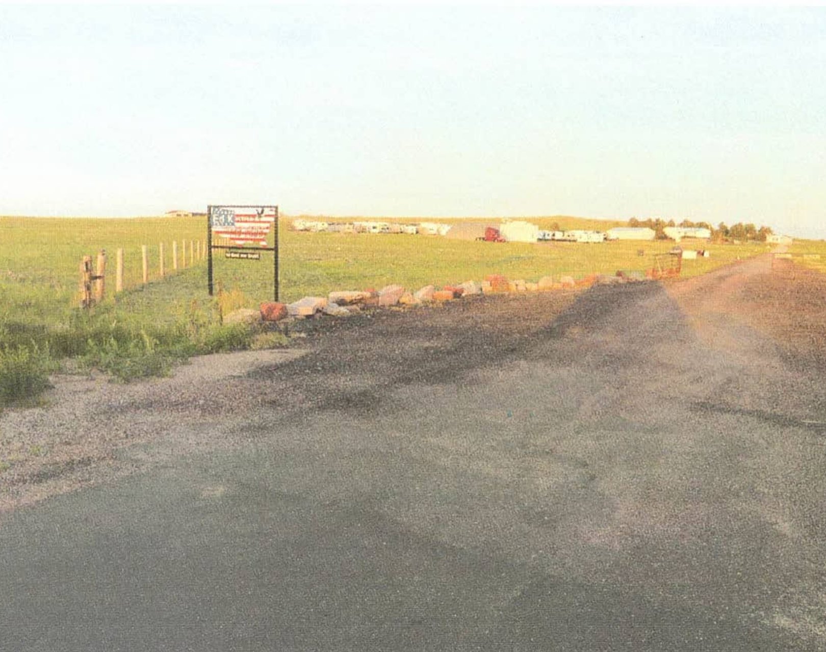 Rural access road near equipment storage site